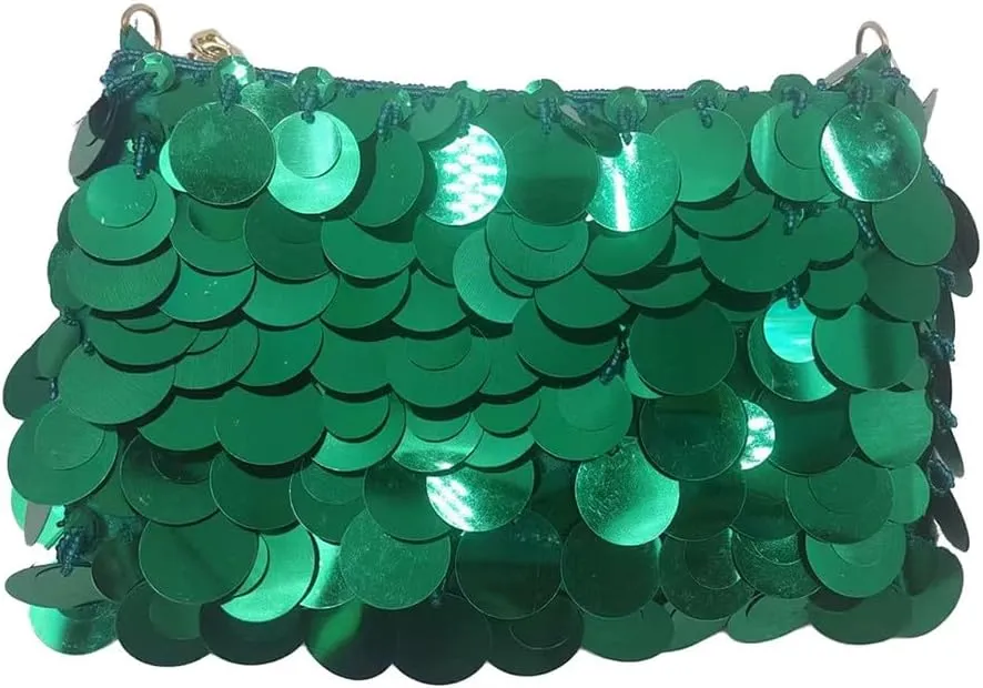 Glitter Bling Purses for Women Fish Scale Shoulder Purse Clutch Handbag with Crossbody Chain for Wedding Party Daily Purple