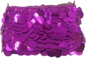 Glitter Bling Purses for Women Fish Scale Shoulder Purse Clutch Handbag with Crossbody Chain for Wedding Party Daily Purple