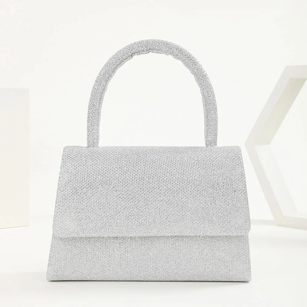 Glitter Crystal Handbag Sparkle Women's Top-Handle Crossbody Shoulder Wedding Guest Party Cocktail Dress Purses Silver