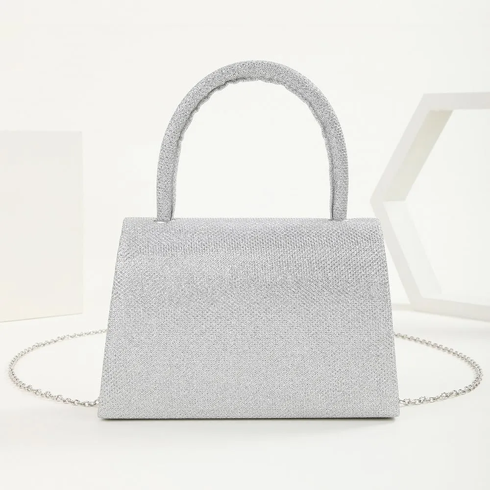 Glitter Crystal Handbag Sparkle Women's Top-Handle Crossbody Shoulder Wedding Guest Party Cocktail Dress Purses Silver