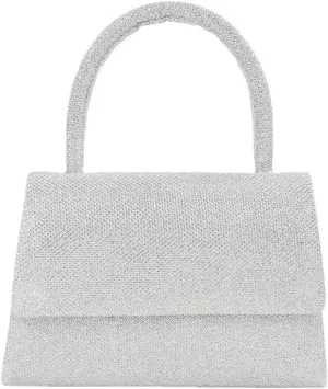 Glitter Crystal Handbag Sparkle Women's Top-Handle Crossbody Shoulder Wedding Guest Party Cocktail Dress Purses Silver