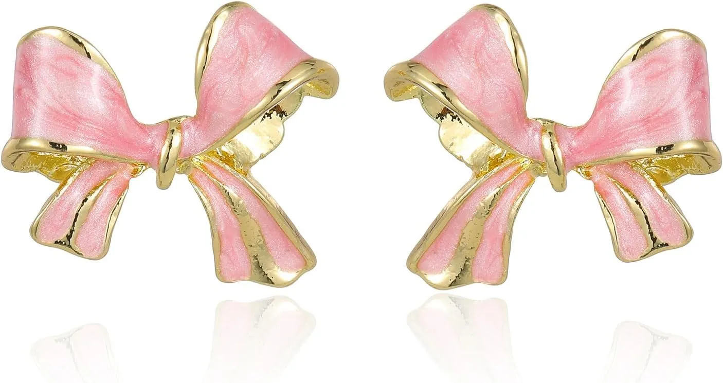 Gold Bow Earrings for Women Silver Bow Stud Earrings Ribbon Earrings Long Bow Dangle Earrings Silver Bow Jewelry Bow Earrings Gold Studs