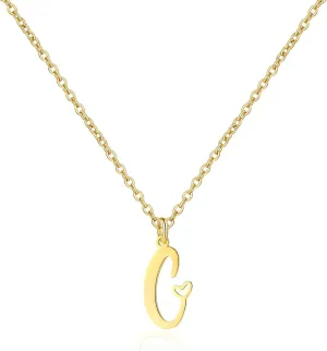 Gold Heart Initial Necklaces for Women, Minimalist Initial Heart Necklaces for Her, Dainty Alphabet Letter Pendant Necklaces Gift Jewelry