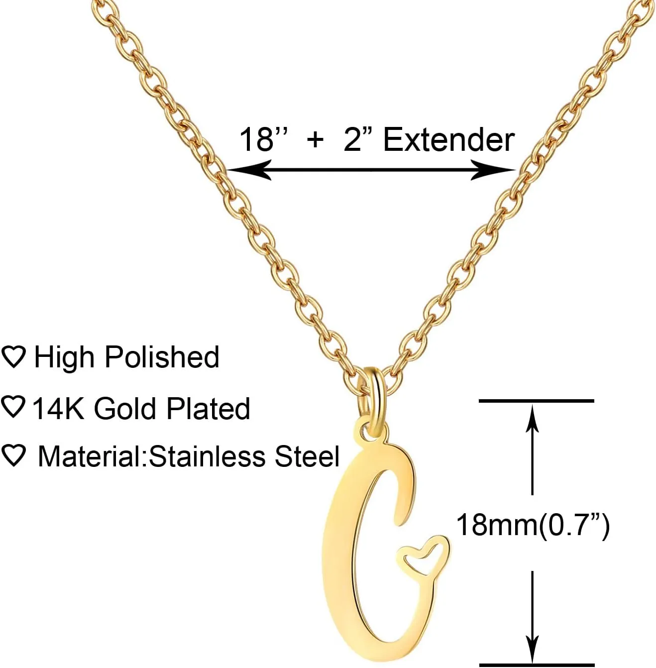 Gold Heart Initial Necklaces for Women, Minimalist Initial Heart Necklaces for Her, Dainty Alphabet Letter Pendant Necklaces Gift Jewelry
