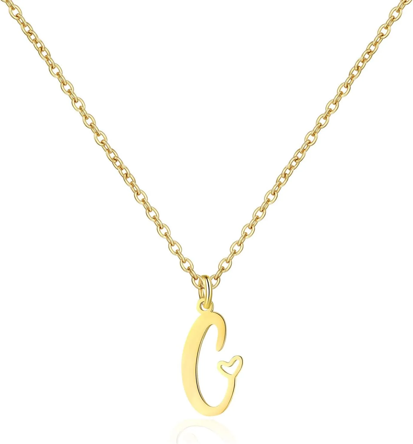 Gold Heart Initial Necklaces for Women, Minimalist Initial Heart Necklaces for Her, Dainty Alphabet Letter Pendant Necklaces Gift Jewelry
