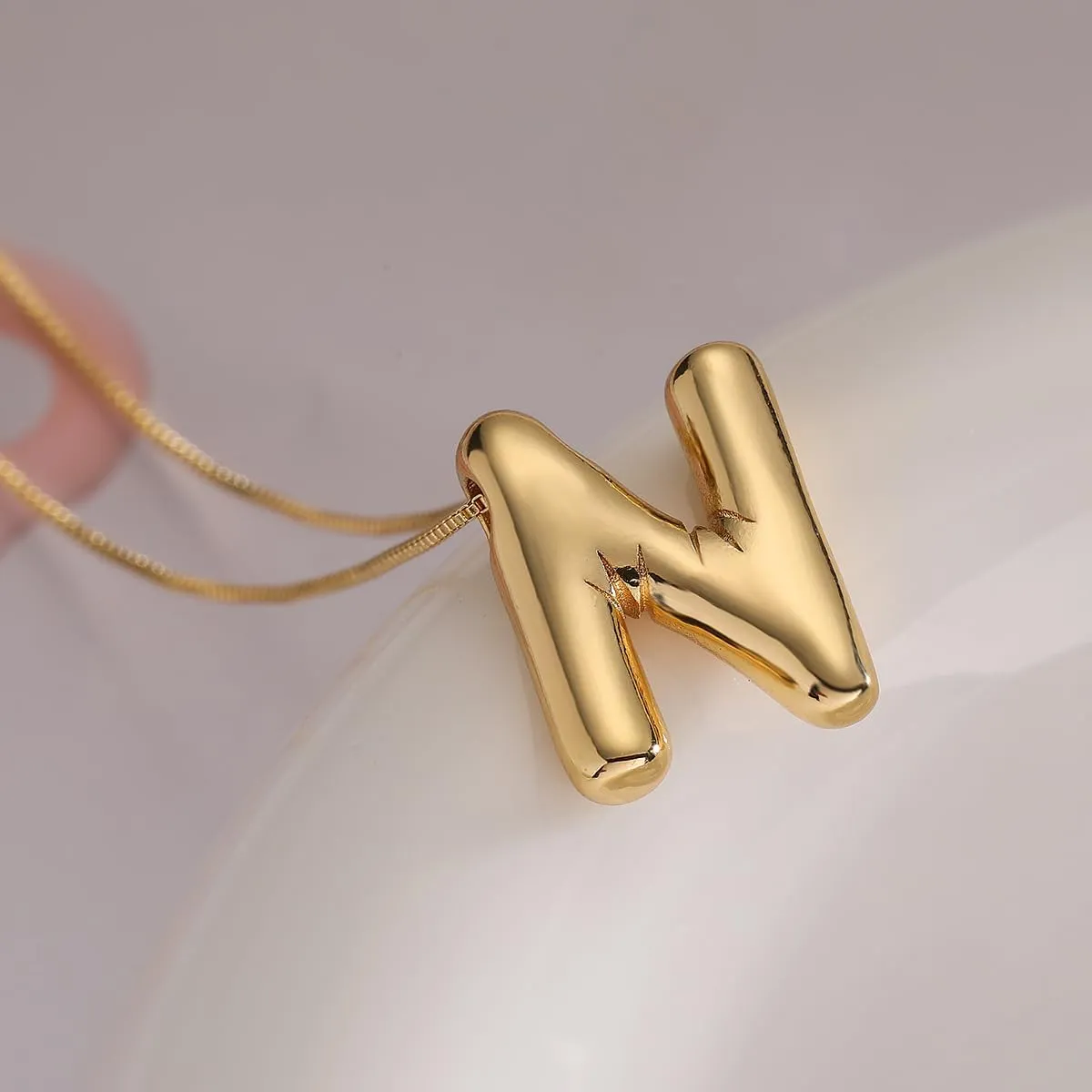 Gold Initial Necklaces for    Trendy Stuff Bubble Letter Pendant Necklace Gold Jewelry Birthday Gifts for Women Teen Her Mom Sister