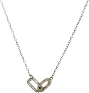 Gold Pendant Necklace Dainty Diamond Necklaces Simple 14K Gold Plated Paperclip Choker Necklaces Cute Minimalist Open Oval Necklaces for Women