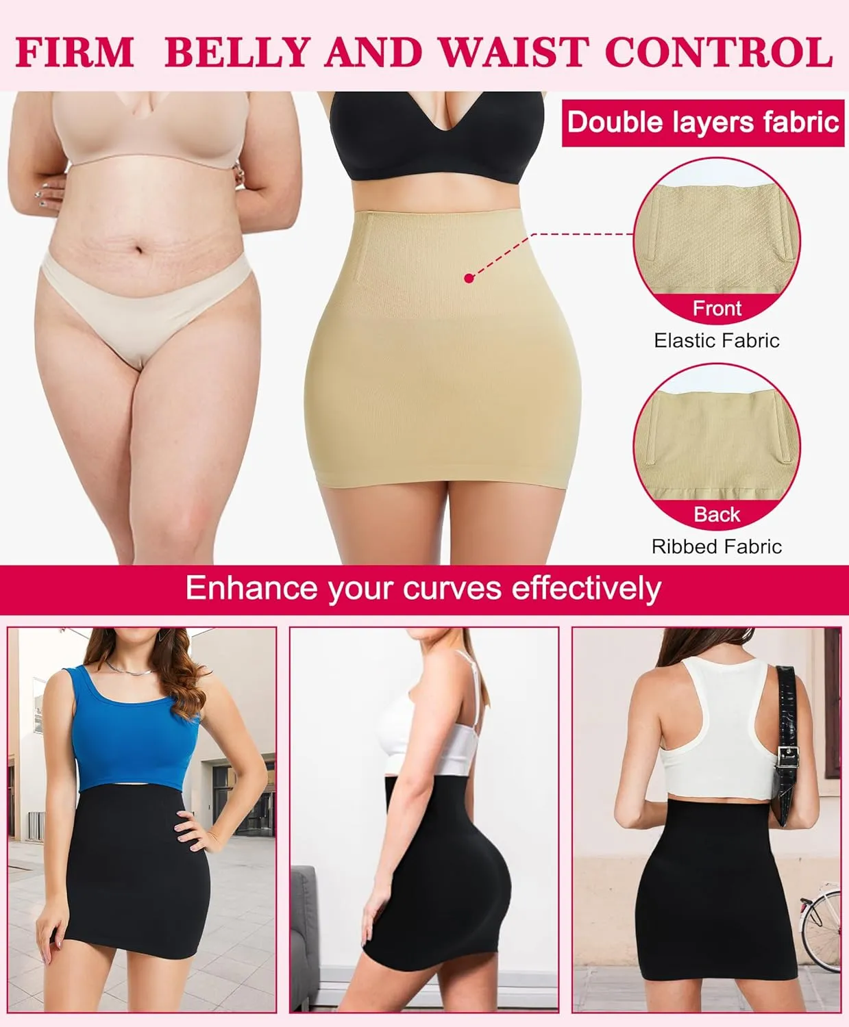 Gotoly Body Shaper For Women Under Dress High Waist Half Slip Seamless Shapewear Dress Slip Skirt Tummy Control Dress