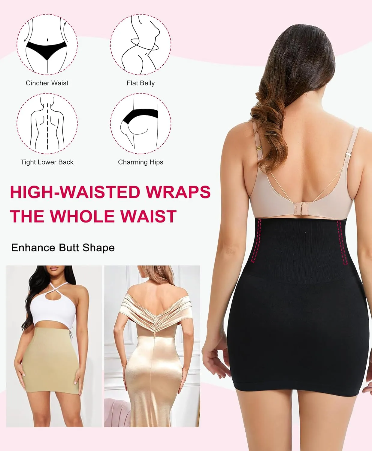 Gotoly Body Shaper For Women Under Dress High Waist Half Slip Seamless Shapewear Dress Slip Skirt Tummy Control Dress