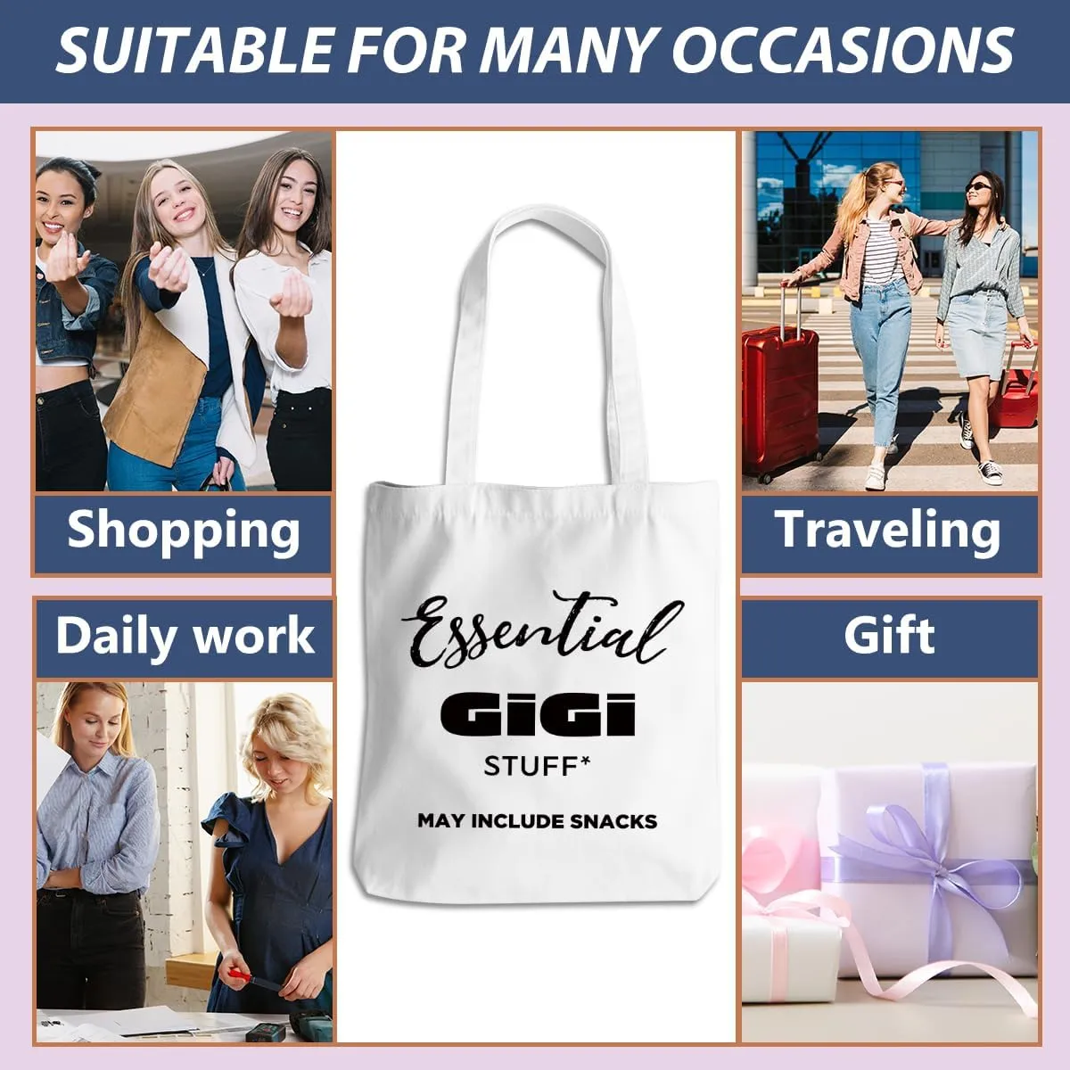 Grandma Mom Gifts Tote Bag for Nana Granny Mamaw Mum Gigi Oma Abuela Grammy Yaya Mimi Memaw Nanny Christmas