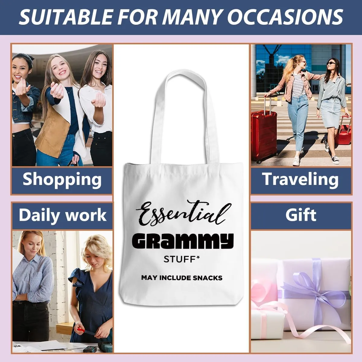 Grandma Mom Gifts Tote Bag for Nana Granny Mamaw Mum Gigi Oma Abuela Grammy Yaya Mimi Memaw Nanny Christmas