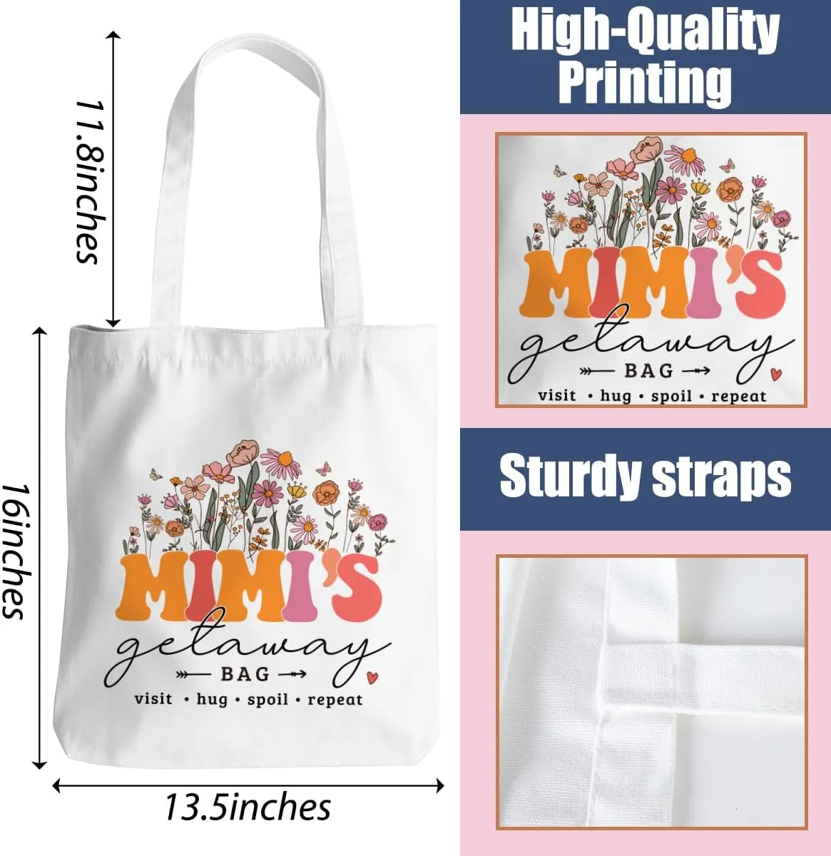 Grandma Mom Tote Bag - Birthday, Mothers Day, Retirement & Christmas Gifts for Women - Reusable Shoulder Bag