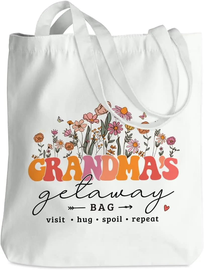 Grandma Mom Tote Bag - Birthday, Mothers Day, Retirement & Christmas Gifts for Women - Reusable Shoulder Bag
