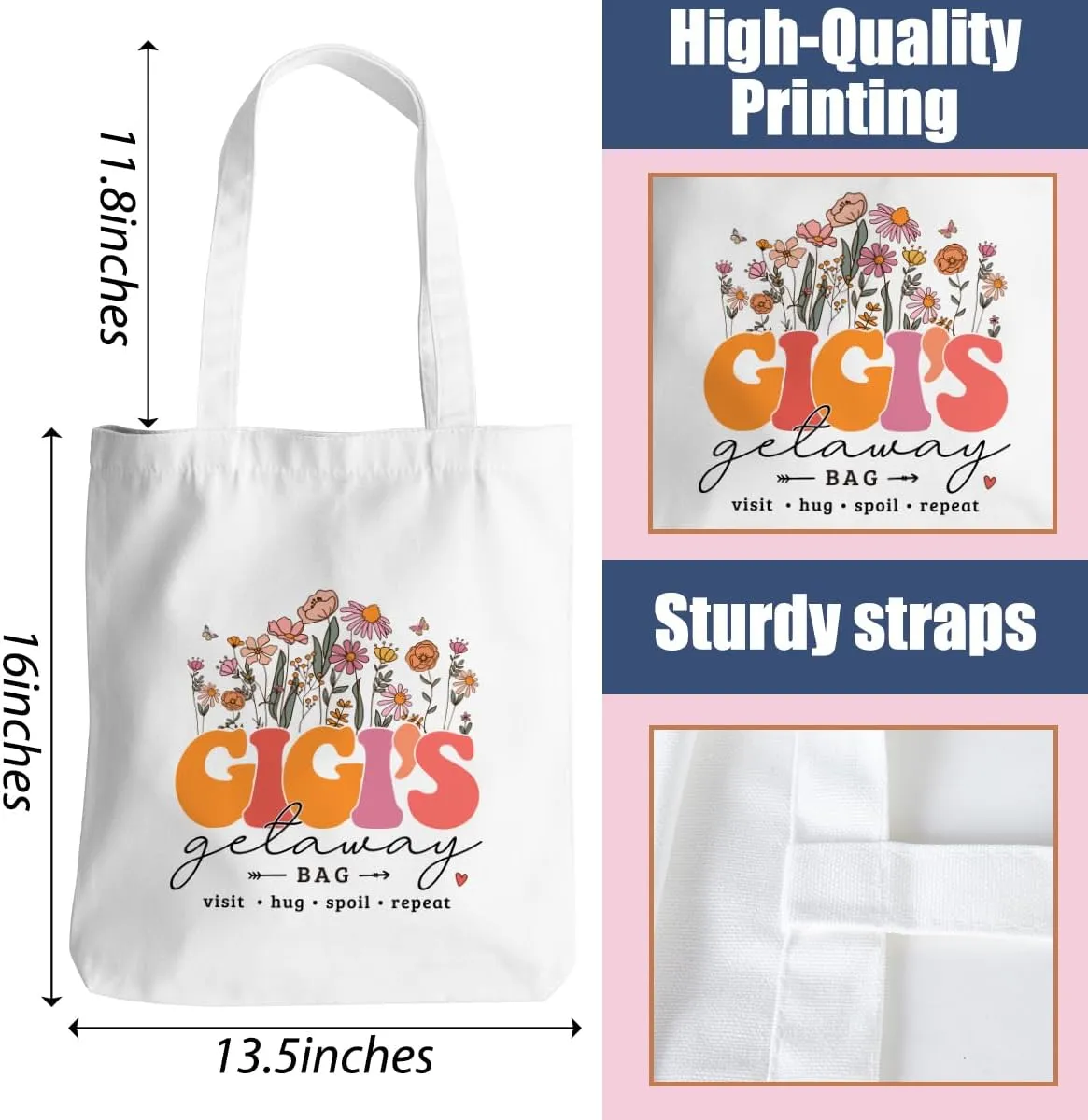 Grandma Mom Tote Bag - Birthday, Mothers Day, Retirement & Christmas Gifts for Women - Reusable Shoulder Bag