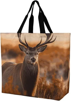 Handbag Reusable Grocery Bag Shopping Bag Antler Red Deer Tote Bag Beach Bags Travel Shoulder Bag