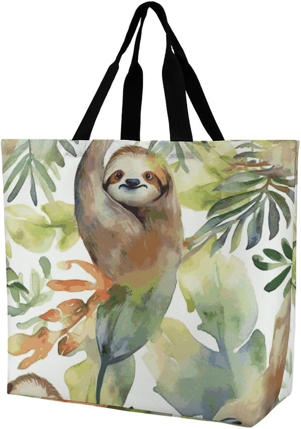 Handbag Reusable Grocery Bag Shopping Bag Watercolor Sloth Tote Bag Beach Bags Travel Shoulder Bag