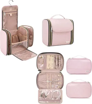 Hanging Travel Toiletry Bag for Women and Jewelry Bag, Carry toiletries and Earrings Rings Necklaces Jewelry When Traveling