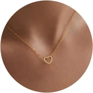 Heart Necklaces for Women,Dainty Gold Necklace 14K Gold Plated Choker Necklaces for Women Cute Heart Necklaces Simple Gold Heart Necklaces for Women Trendy Gold Jewelry for Women Gifts