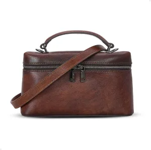 HESHE Leather Crossbody Bags for Women Small Top Handle Bag Womens Purses and Handbags Travel Purse