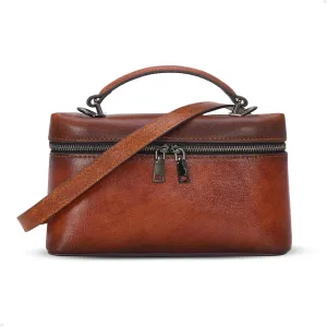 HESHE Leather Crossbody Bags for Women Small Top Handle Bag Womens Purses and Handbags Travel Purse