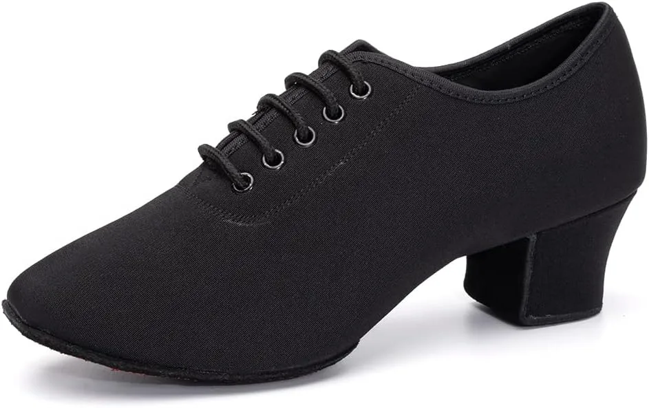 HIPPOSEUS Women's Canvas Latin Dance Practice Shoes Lace up Ballroom Salsa Tango Dance Training Shoes with Closed Toe,Model 701