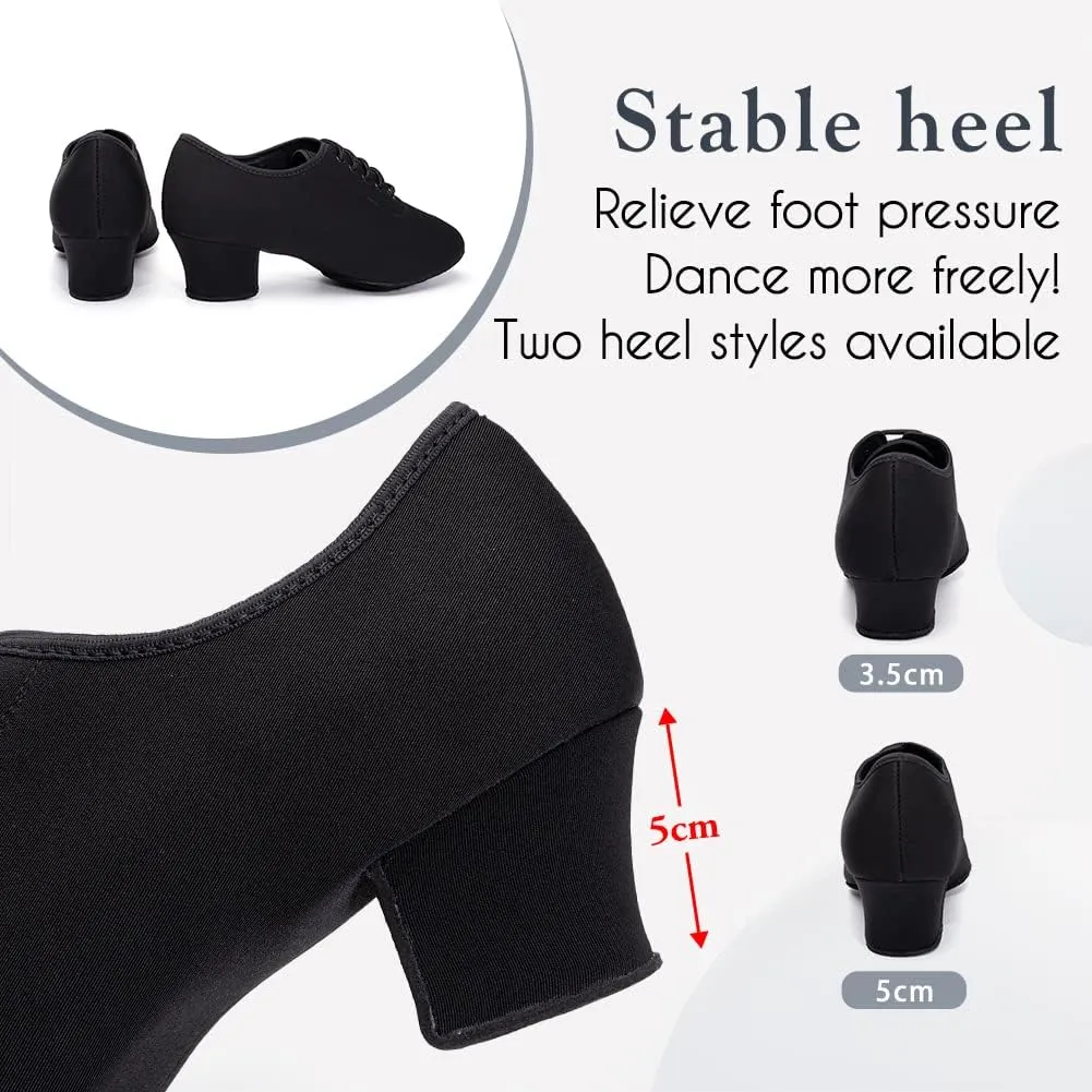 HIPPOSEUS Women's Canvas Latin Dance Practice Shoes Lace up Ballroom Salsa Tango Dance Training Shoes with Closed Toe,Model 701