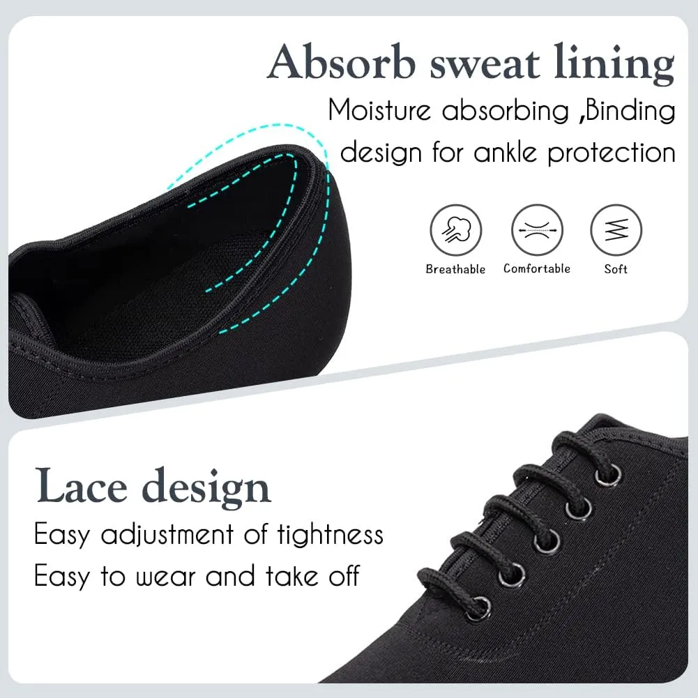 HIPPOSEUS Women's Canvas Latin Dance Practice Shoes Lace up Ballroom Salsa Tango Dance Training Shoes with Closed Toe,Model 701