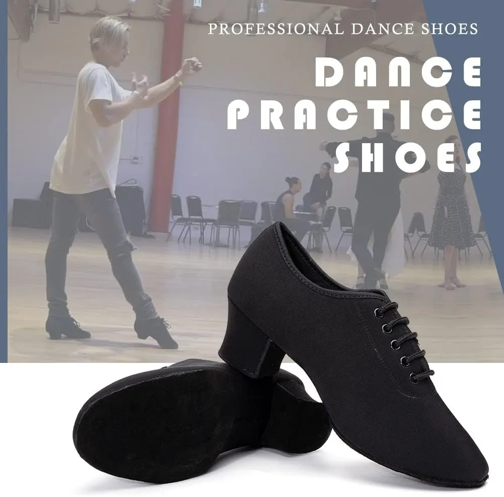 HIPPOSEUS Women's Canvas Latin Dance Practice Shoes Lace up Ballroom Salsa Tango Dance Training Shoes with Closed Toe,Model 701