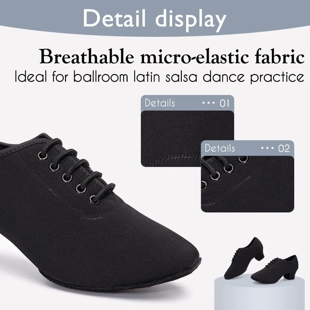 HIPPOSEUS Women's Canvas Latin Dance Practice Shoes Lace up Ballroom Salsa Tango Dance Training Shoes with Closed Toe,Model 701