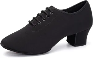 HIPPOSEUS Women's Canvas Latin Dance Practice Shoes Lace up Ballroom Salsa Tango Dance Training Shoes with Closed Toe,Model 701