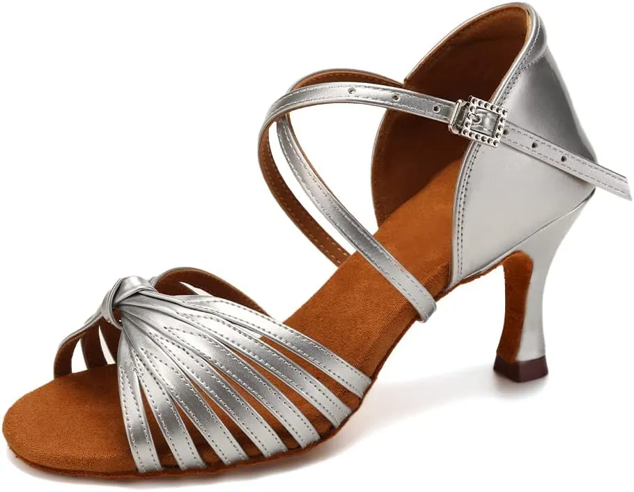 HIPPOSEUS Women's Professional Latin Dance Shoes Open Toe Ballroom Salsa Dance Heels,Model 1219