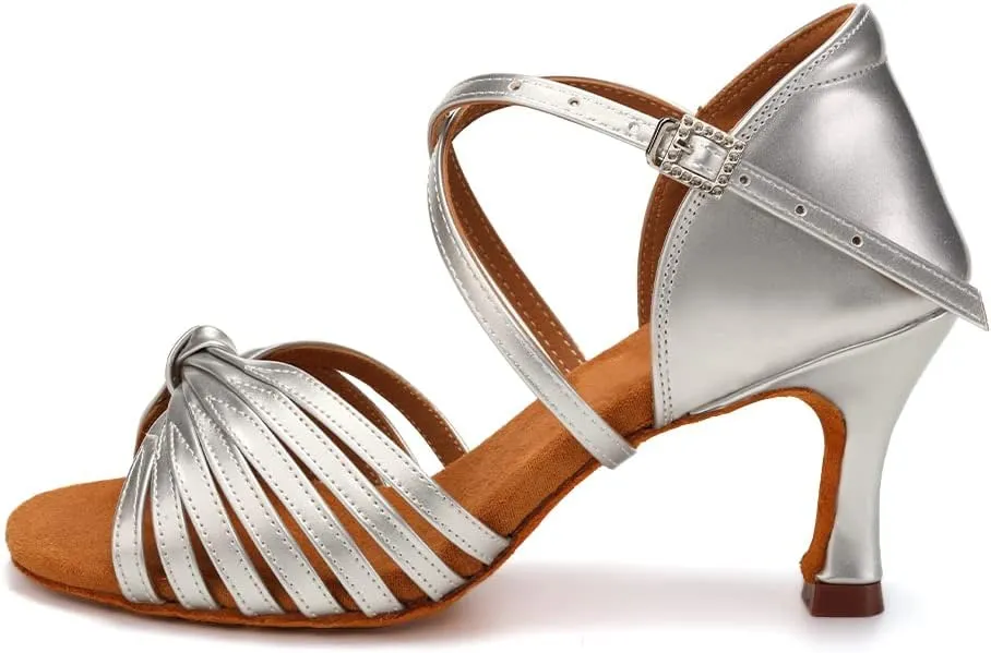 HIPPOSEUS Women's Professional Latin Dance Shoes Open Toe Ballroom Salsa Dance Heels,Model 1219