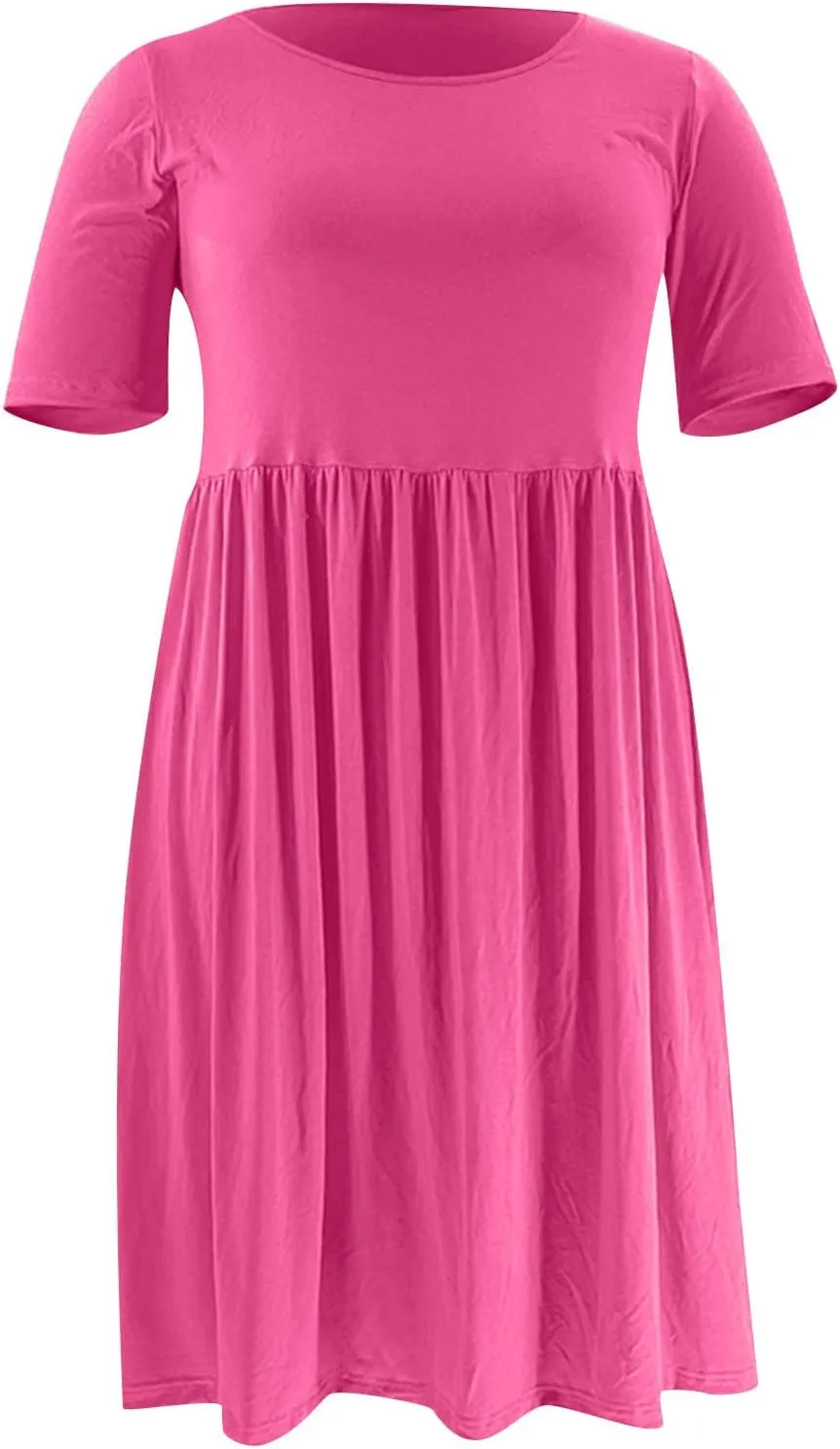 hlysgo Summer Mini Dress for Women Casual Loose Fit Short Sleeve Crew Neck Beach Dresses Trendy Ladies Short Tunic Dress