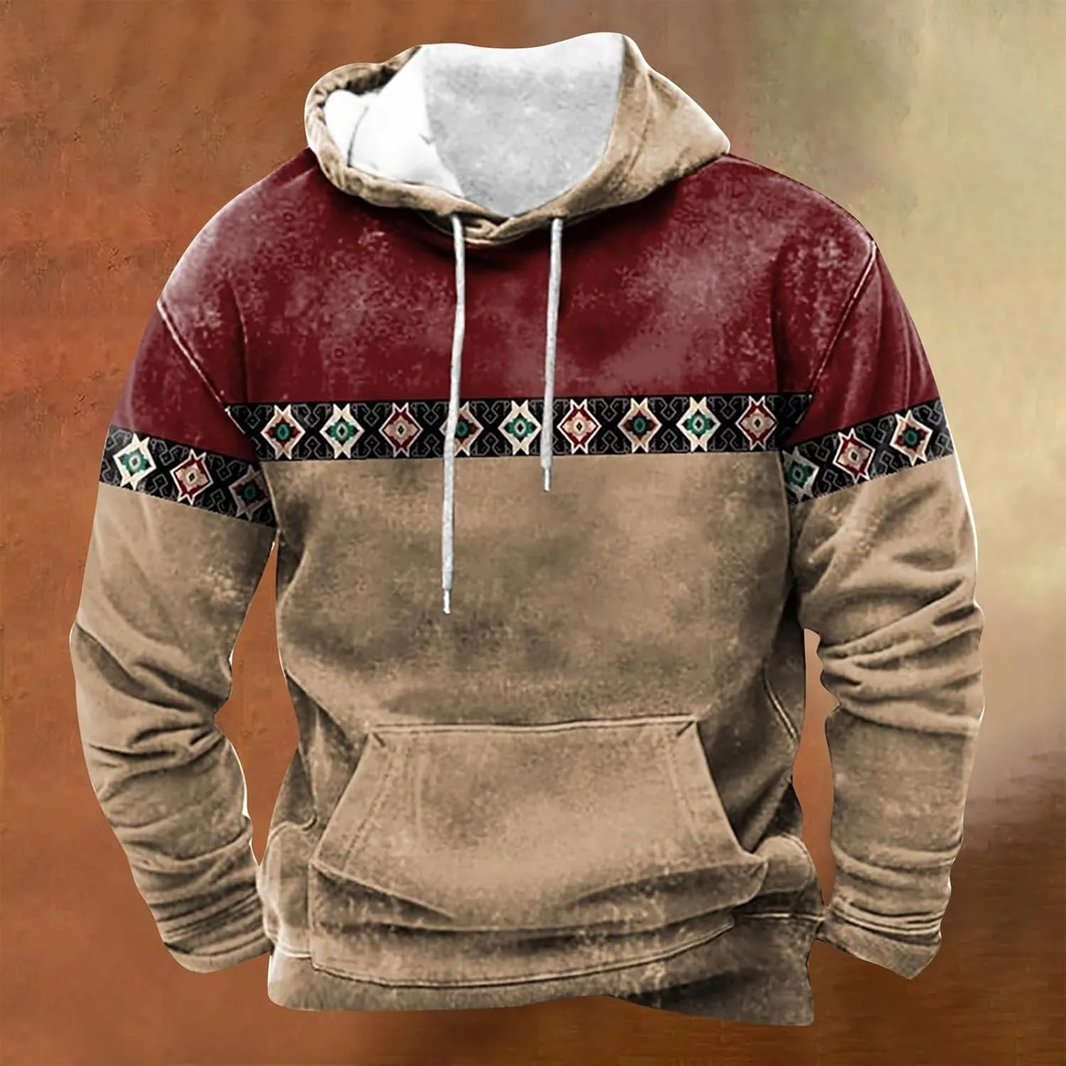 Hoodie Men And Winter Vintage Long Sleeve Hoodie Half Zipper Hooded Sweatshirt Top Workwear Multi Pocket Outdoor