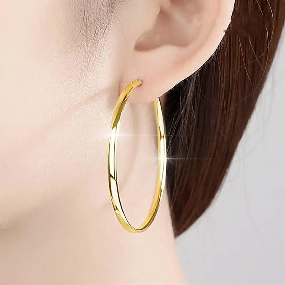 Hoop Earrings Set for Women | 14K Gold Plated Hoop Earring | Hypoallergenic Lightweight Earring | Trendy Gold Hoops
