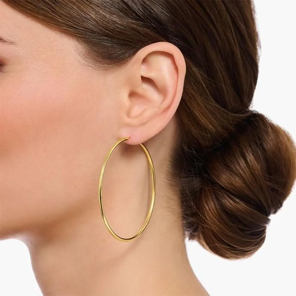 Hoop Earrings Set for Women | 14K Gold Plated Hoop Earring | Hypoallergenic Lightweight Earring | Trendy Gold Hoops
