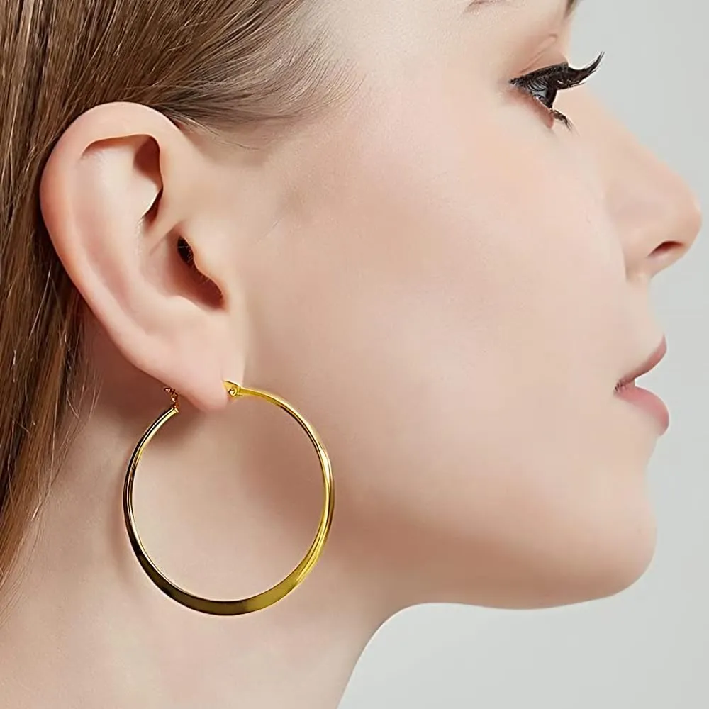 Hoop Earrings Set for Women | 14K Gold Plated Hoop Earring | Hypoallergenic Lightweight Earring | Trendy Gold Hoops