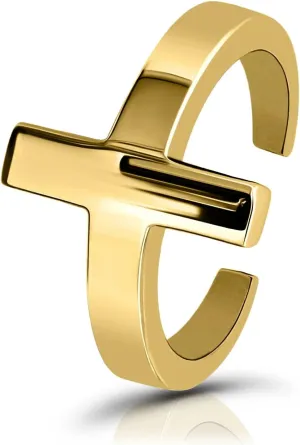 Hoops & Loops 925 Sterling Silver Cross Minimalist Open Toe Ring for Women Men