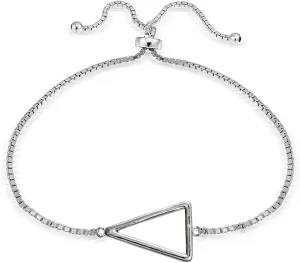 Hoops & Loops Sterling Silver Triangle Polished Adjustable Pullstring Bracelet