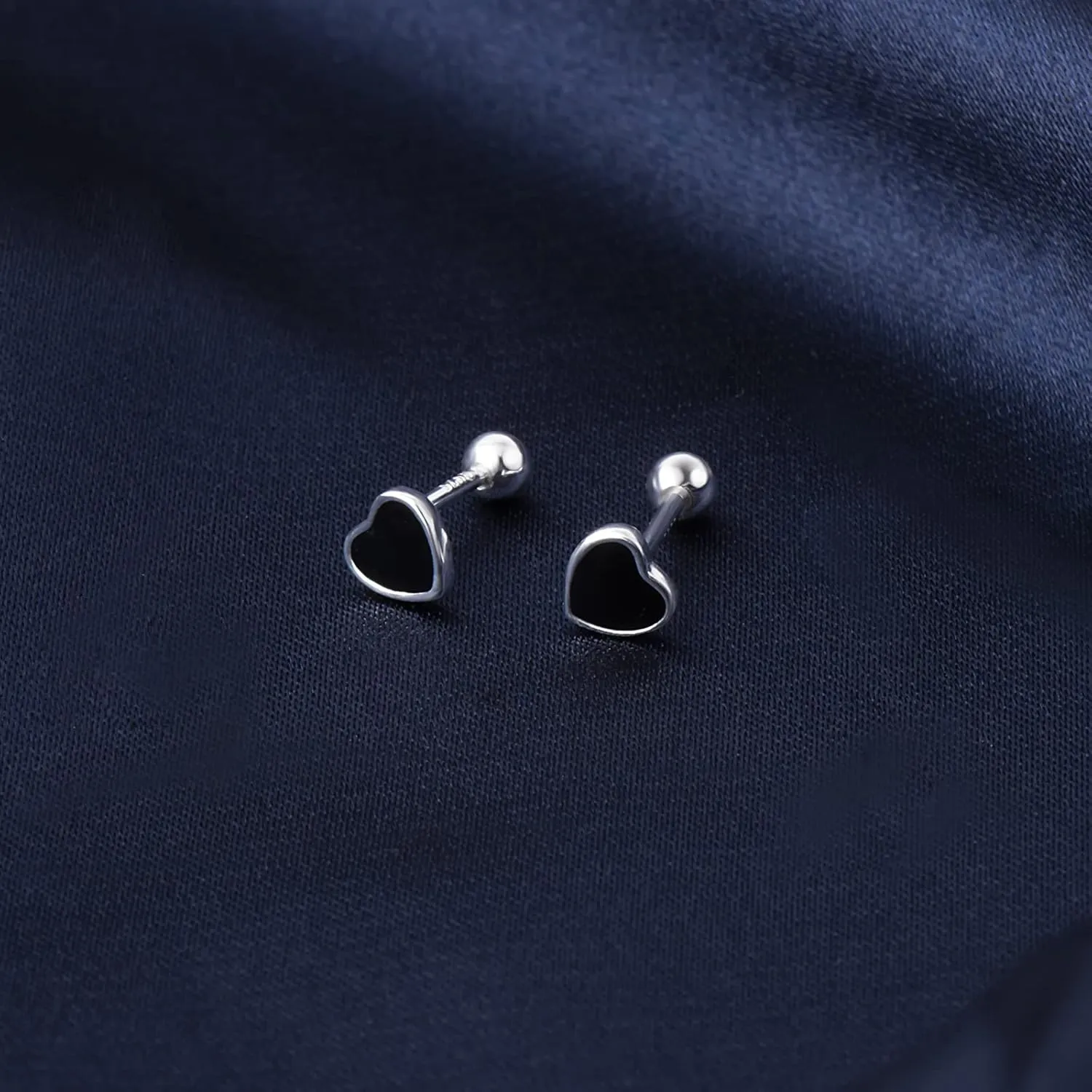 Hypoallergenic 925 Sterling Silver Stud Earrings for Women With Screw Back Small Butterfly Heart Flower Earrings for Girls Tragus Cartilage Jewelry Gifts