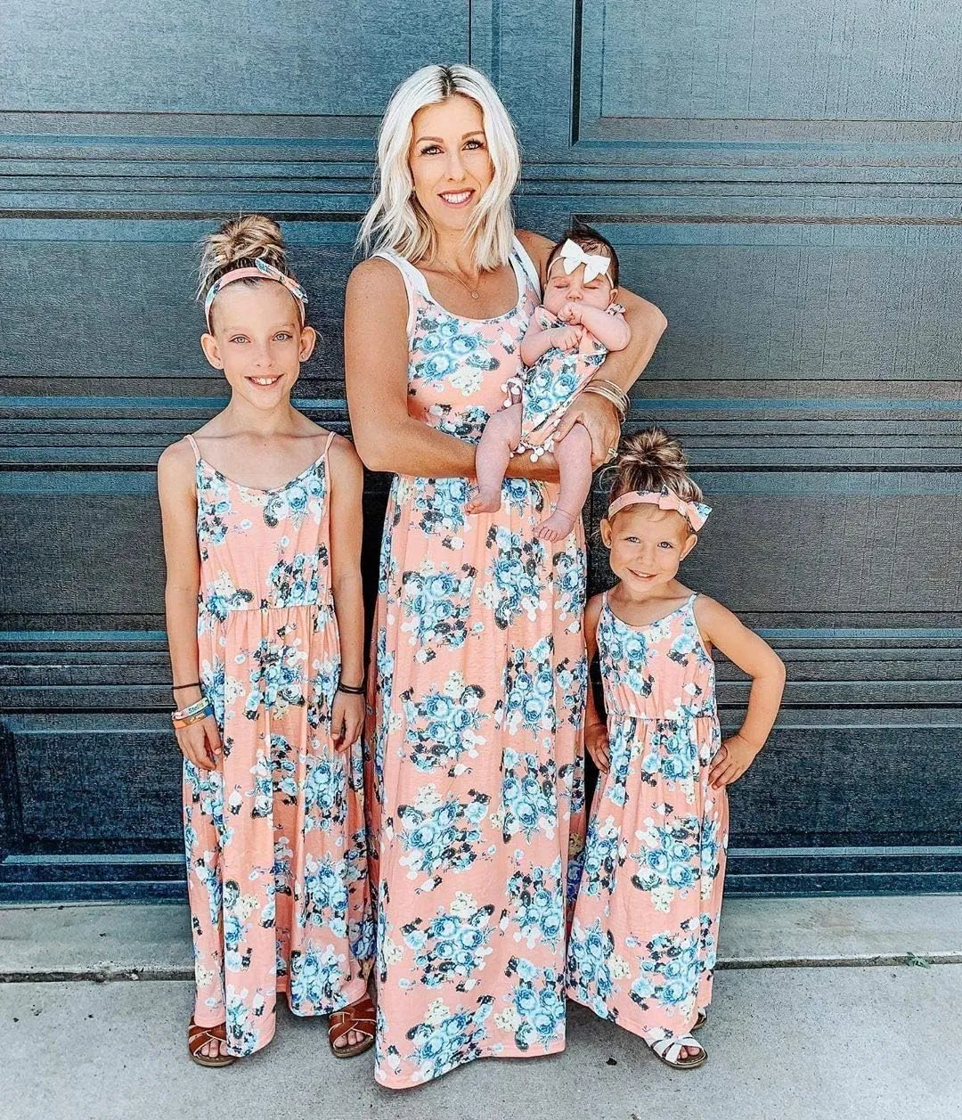 IFFEI Mommy and Me Matching Dress Spaghetti Strap Summer Casual Sundress Beach Sleeveless Dress with Headband