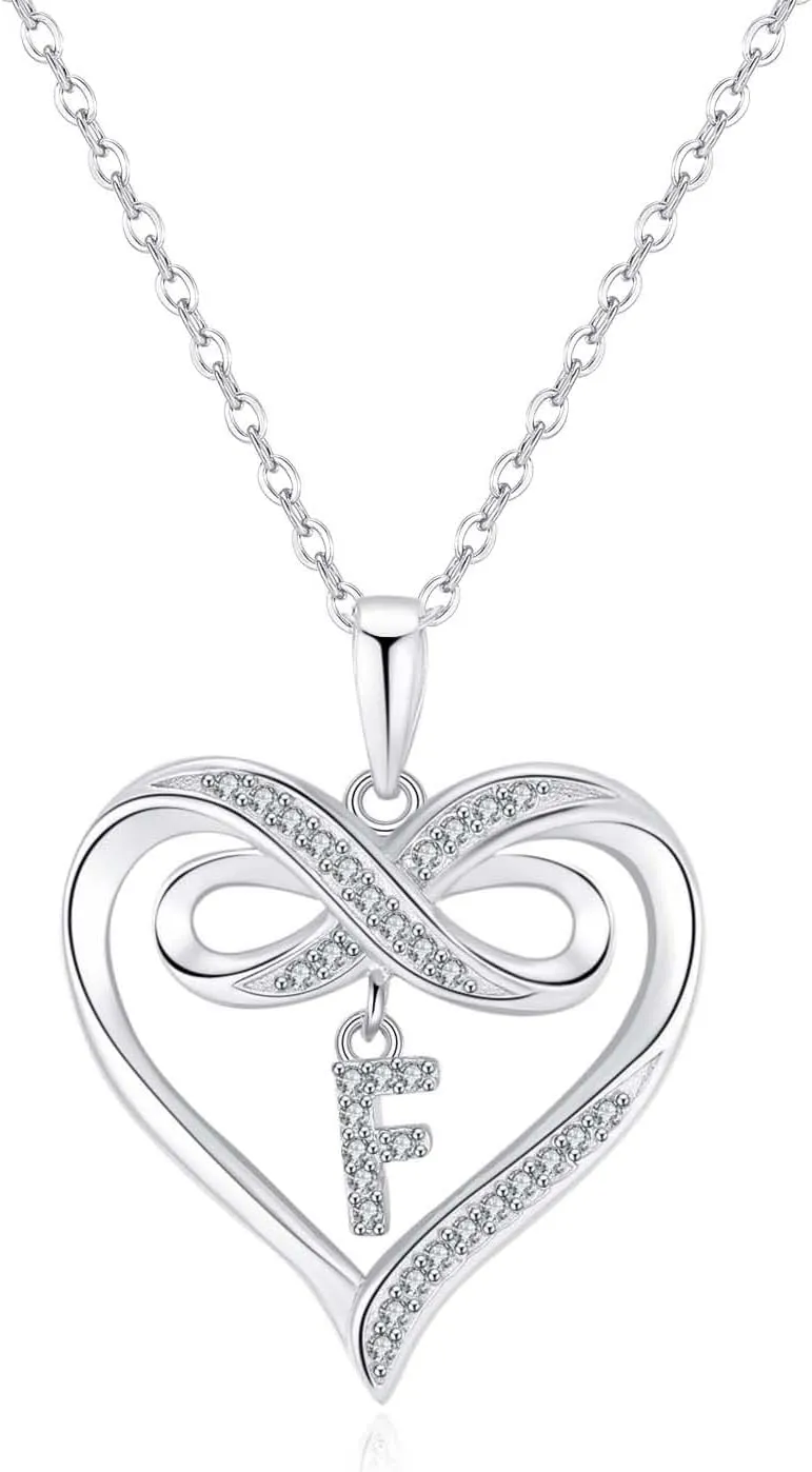 Infinity Heart Initial Necklaces for Women 925 Sterling Silver Infinity Initial Necklace Gifts for Women Dainty Heart Necklaces for Teen Girls