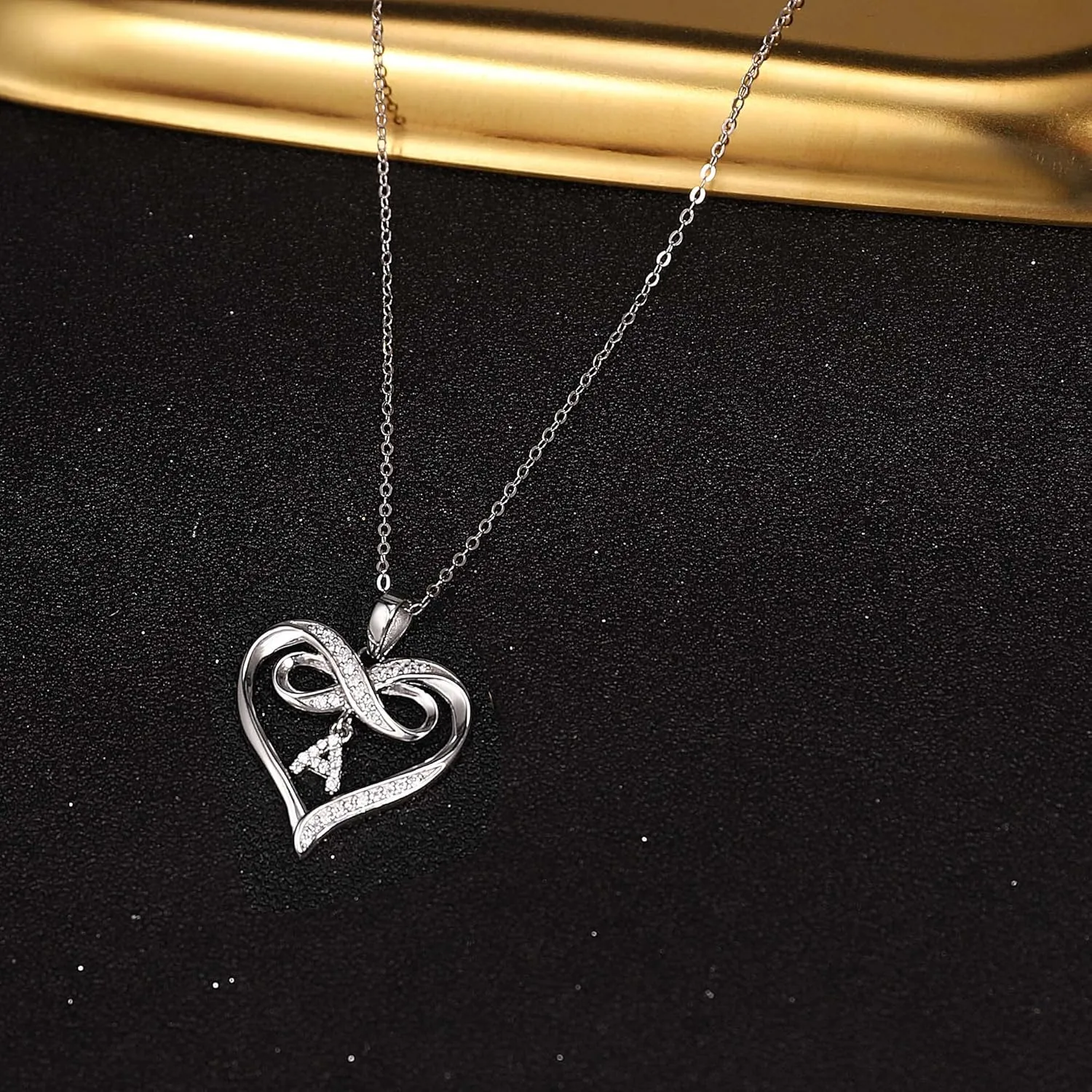 Infinity Heart Initial Necklaces for Women 925 Sterling Silver Infinity Initial Necklace Gifts for Women Dainty Heart Necklaces for Teen Girls