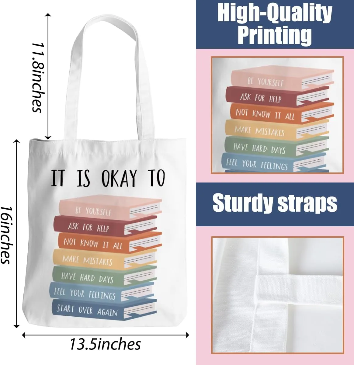 Inspirational Tote Bag for Women Positive Affirmations Self Love Beach Bag Encouragement Gifts Christmas