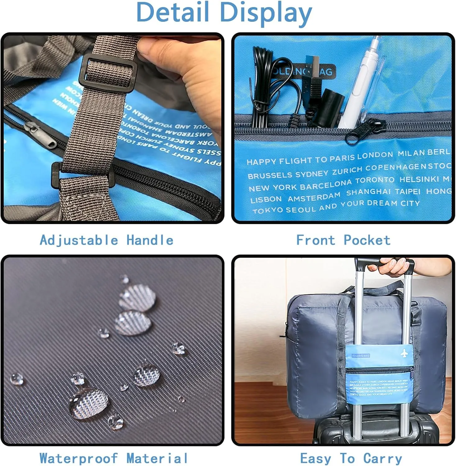 INVODA Travel Bag 12PCS Foldable Duffle Bag for Women and Men Lightweight Luggage Bag Personal Item Bag for Airlines Weekender Overnight Tote Carry on (12PCS)