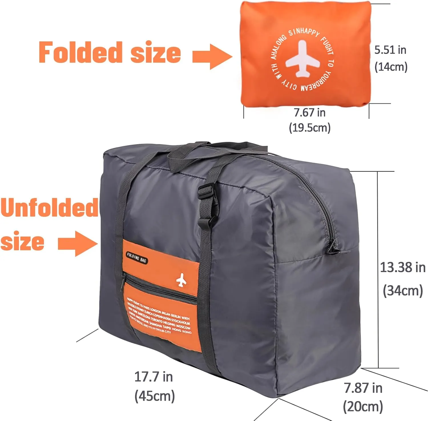 INVODA Travel Bag 12PCS Foldable Duffle Bag for Women and Men Lightweight Luggage Bag Personal Item Bag for Airlines Weekender Overnight Tote Carry on (12PCS)