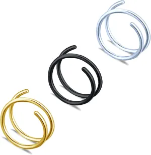 Jamboo 18G 20G Double Nose Rings Hoops for Single Pierced Surgical Steel Spiral Nose Ring Left or Right Nose Piercing for Women Men