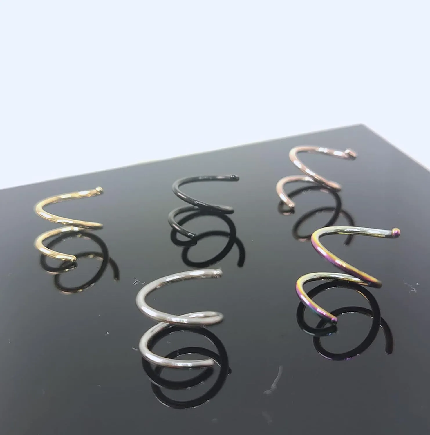Jamboo 18G 20G Double Nose Rings Hoops for Single Pierced Surgical Steel Spiral Nose Ring Left or Right Nose Piercing for Women Men