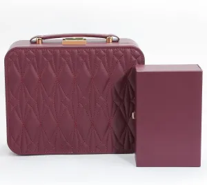 Jewelry Box for Women, Travel Jewelry Organizer Ladies Watch and Jewelry Case Travel Jewelry Case for Necklaces. (Burgundy Red)