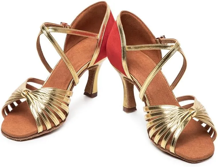 JUODVMP Ballroom Latin Shoes Women Salsa Tango Practice Dance Shoes Model KCBD